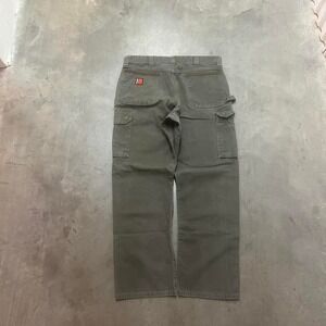 Vintage wrangler Riggs men's olive green double knee‎ carpenter cargo pants 36